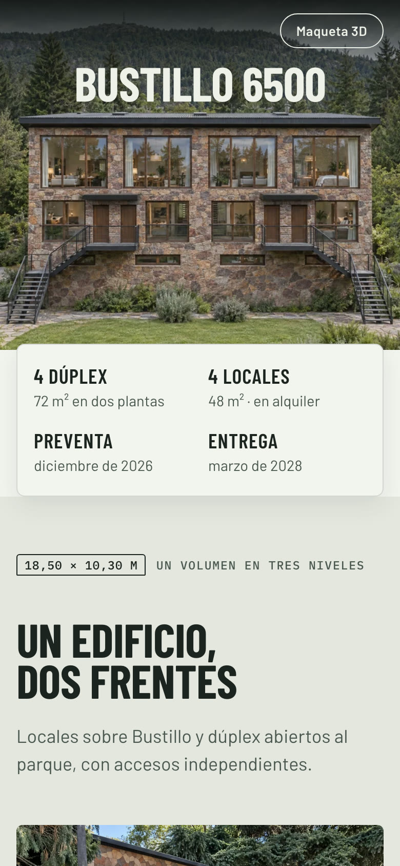 La misma página vista en el celular